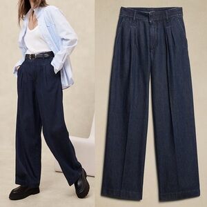 Banana Republic 2024 Petite High Rise Pleated Trouser Jeans
